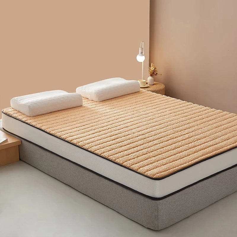 Latex Mattress Futon Thick Floor Mat Lamb Hair Mattress Foldable Tatami Mattress Bedroom Furniture Large Bed Bedspread Bedding