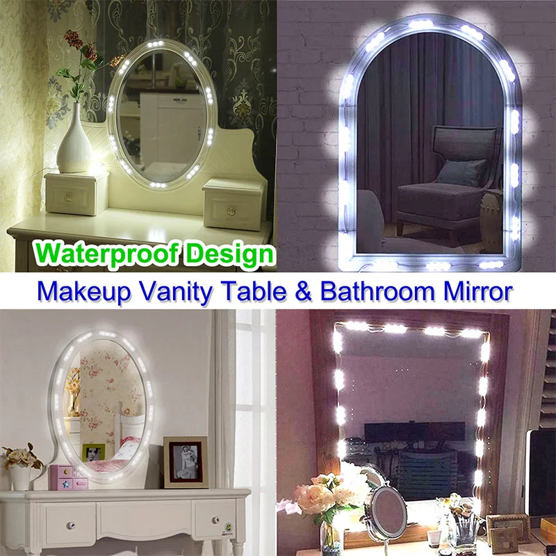 Makeup Mirror LED Light Bulbs Vanity Lights USB 5V Bathroom Dressing Table Lighting Dimmable 5 Colors Hollywood LED Vanity Light