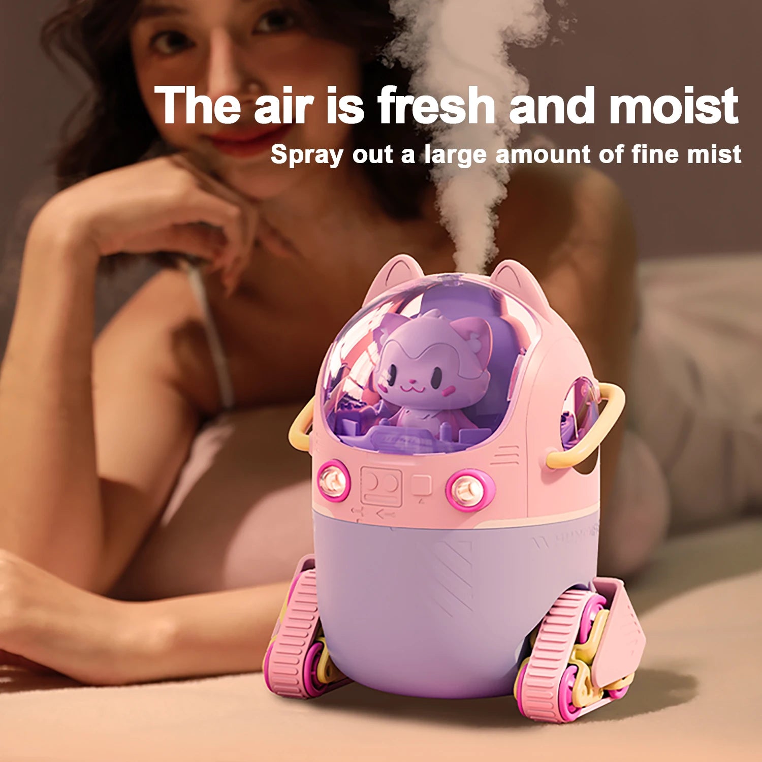 New Astronaut Air Humidifier 220Ml with Night Light 1200Mah Battery Rechargeable Home Aroma Oil Diffuser Gift for Kids