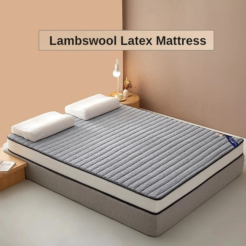 Latex Mattress Futon Thick Floor Mat Lamb Hair Mattress Foldable Tatami Mattress Bedroom Furniture Large Bed Bedspread Bedding