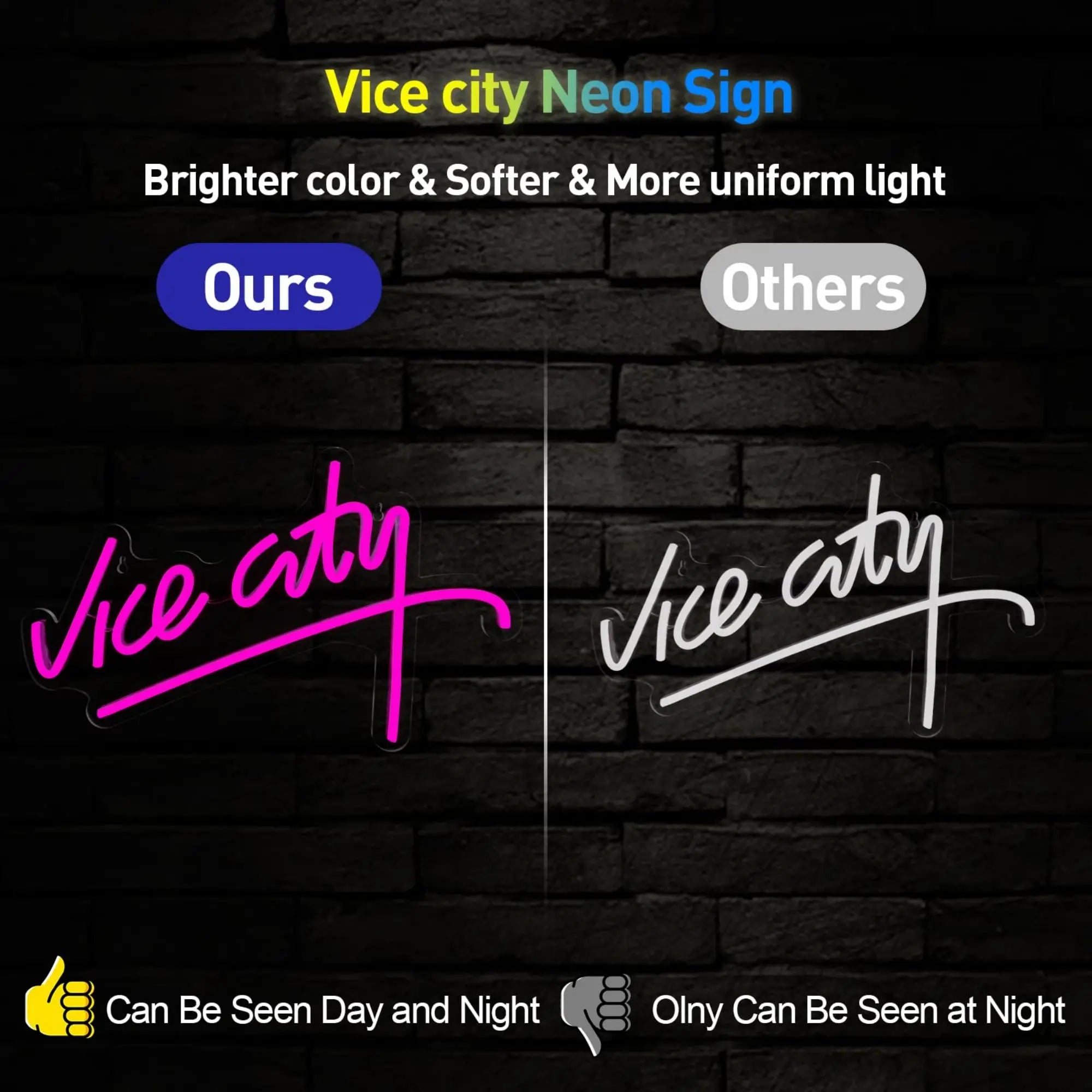 Vice City Neon Sign for Wall Decor USB LED Neon Light Sign for Bedroom Man Cave Game Room Decor Personalized Gift for Boys