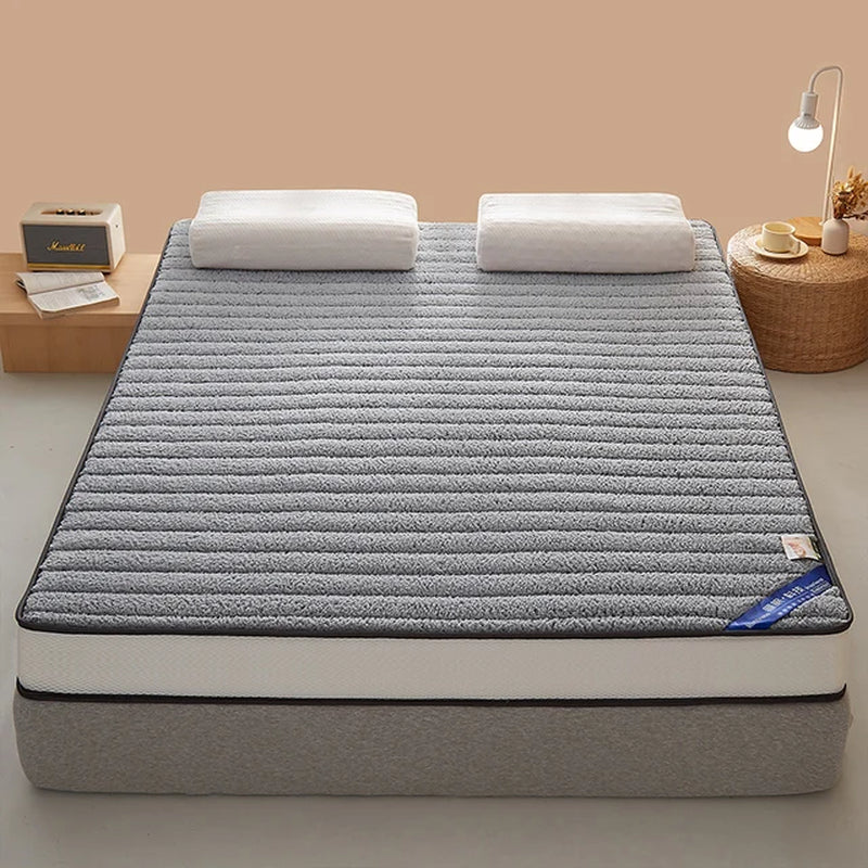 Latex Mattress Futon Thick Floor Mat Lamb Hair Mattress Foldable Tatami Mattress Bedroom Furniture Large Bed Bedspread Bedding