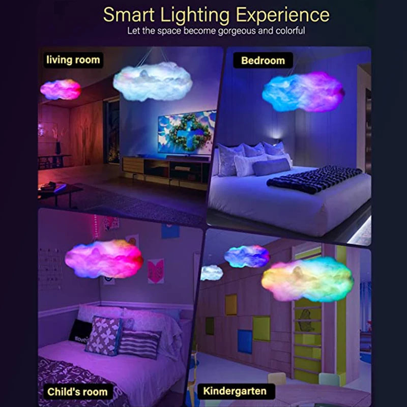 3D Cloud Lighting Light Led Lamp Multicolor Bedroom Clouds Lights Thunder Clouds Room DIY Music Sync Smart APP Control USB