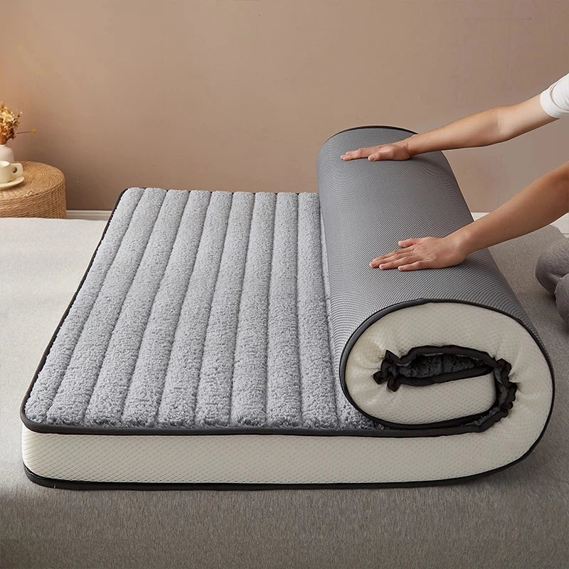 Latex Mattress Futon Thick Floor Mat Lamb Hair Mattress Foldable Tatami Mattress Bedroom Furniture Large Bed Bedspread Bedding