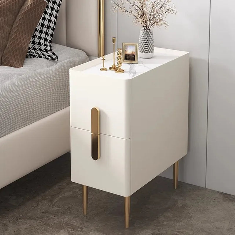 White Minimalist Night Table Metal Nordic Modern Luxury Home Nightstands Drawers Storage Mesitas De Noche Furniture for Bedroom