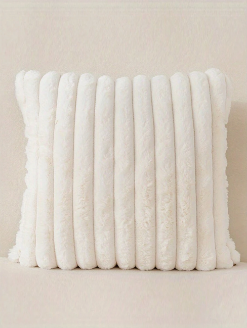 pc Solid White Stripe Light Luxury And Luxurious Style Rabbit Plush Pillow Case Creative Home