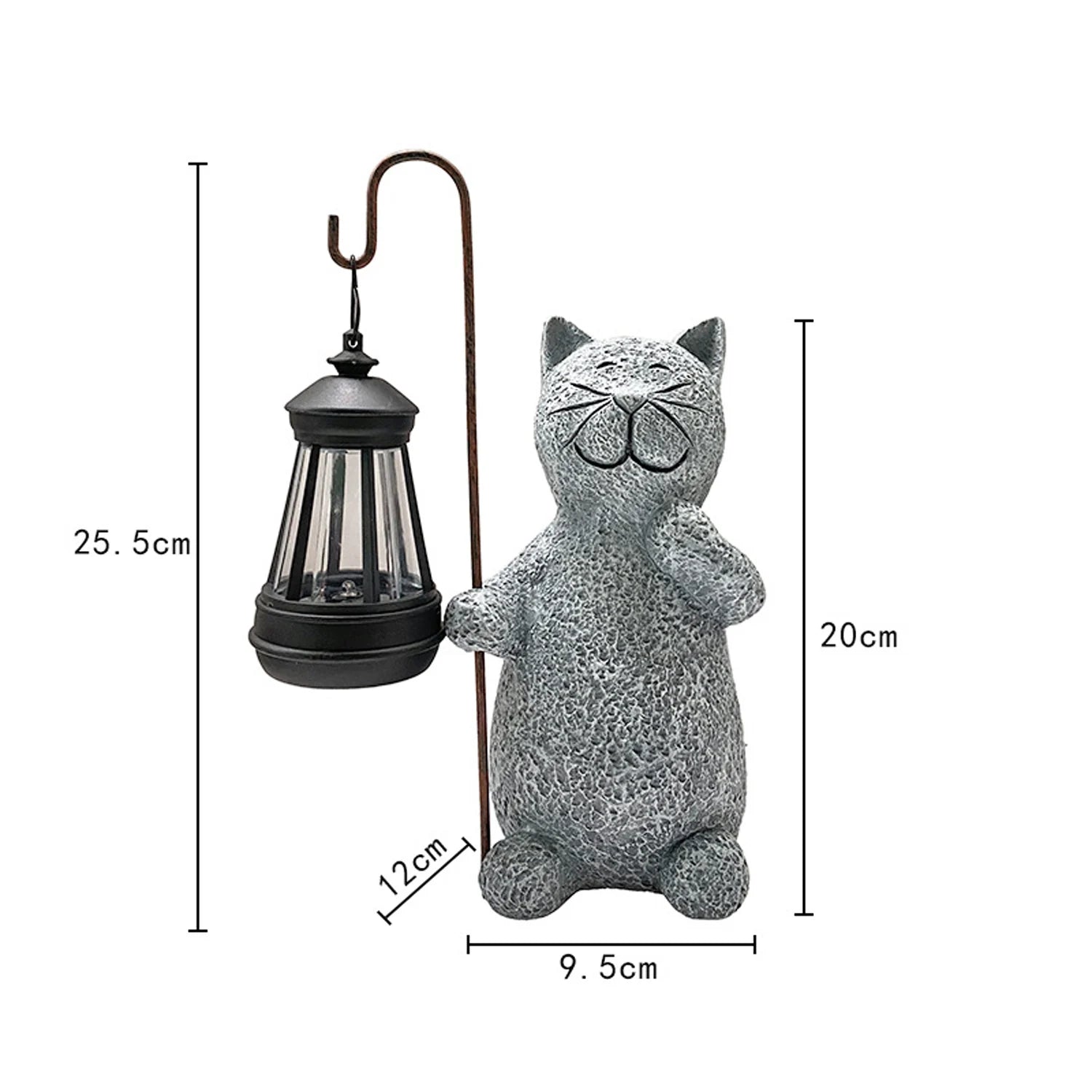 Lantern Cat Solar Resin Statue Waterproof Outdoor Garden Animal Lawn Yard Decorations Gift for Cat Lovers and Animal Enthusiasts