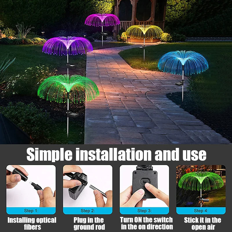 Solar Pathway Lights Outdoor Garden Jellyfish Decor Lawn Lights Solar Power Waterproof Yard Walkway Patio Decor Flowers Lamp