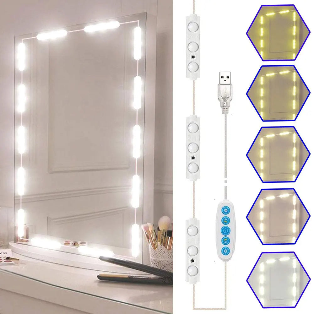 Makeup Mirror LED Light Bulbs Vanity Lights USB 5V Bathroom Dressing Table Lighting Dimmable 5 Colors Hollywood LED Vanity Light