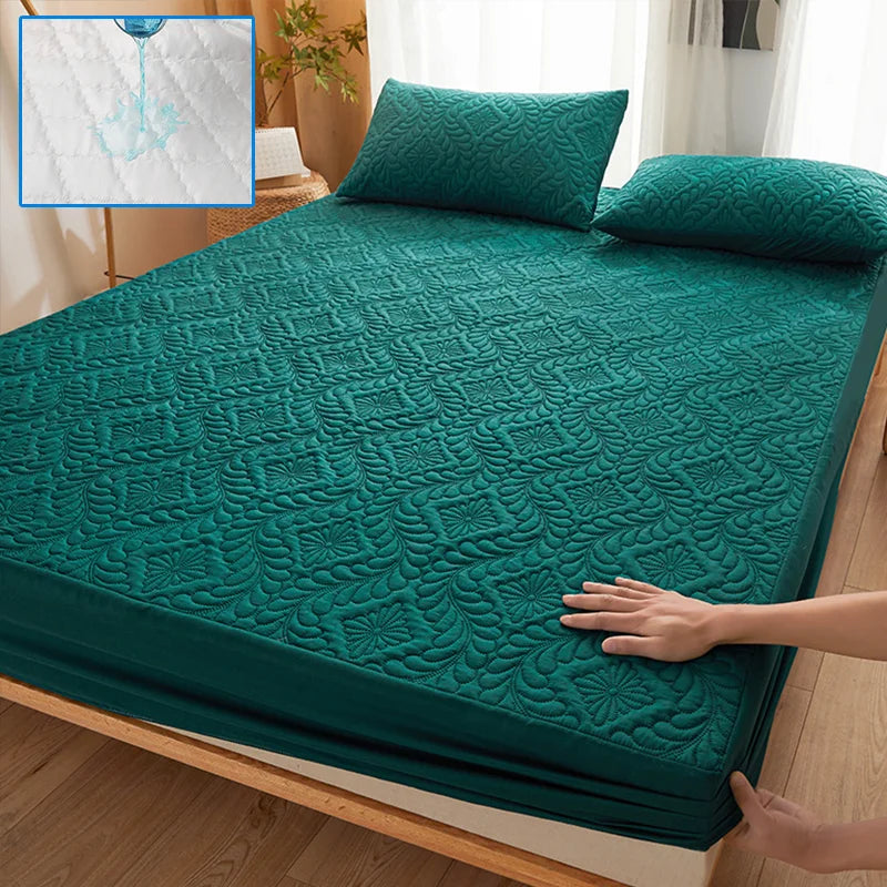 Waterproof Quilted Mattress Protector Breathable Mattress Cover Anti-Mite Anti-Bacterial Fitted Bed Sheet No Pillowcase