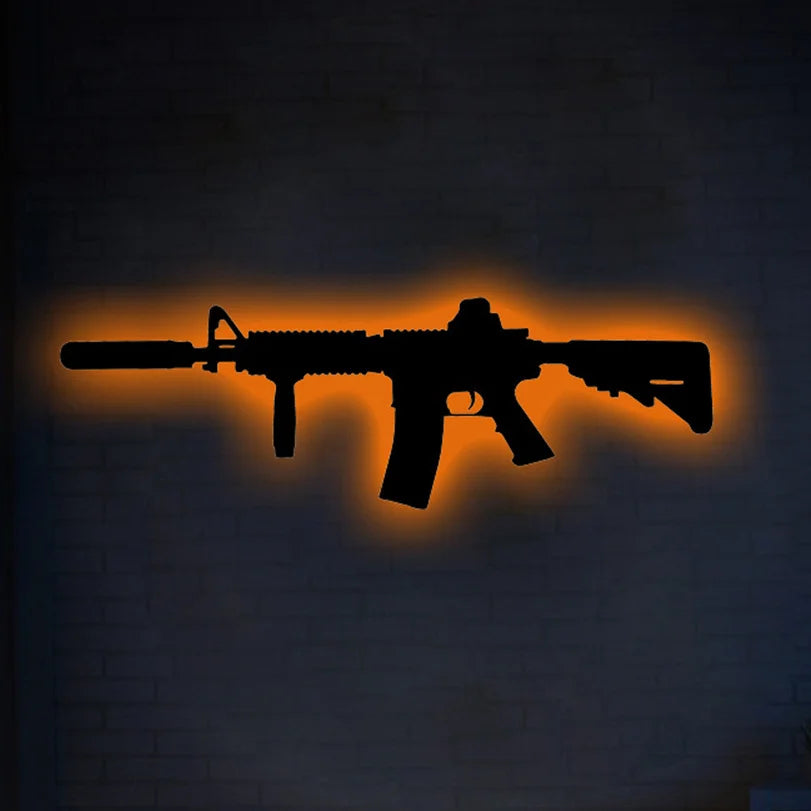 1Pc Silhouette Gun Game over Wall Light Neon Sign Gaming Room Decor for Home Decor Night Light Plaques Birthday Gift Wall Decor